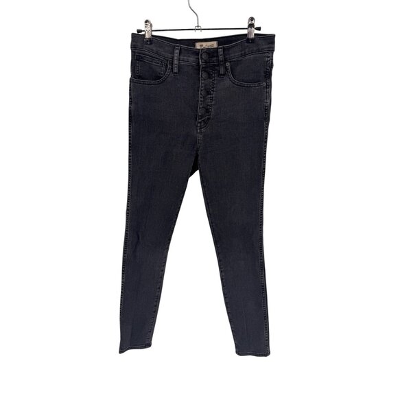 Madewell 10" High Rise Skinny Jeans Womens 27 Black Cotton Blend Button‎ Fly - Picture 1 of 9
